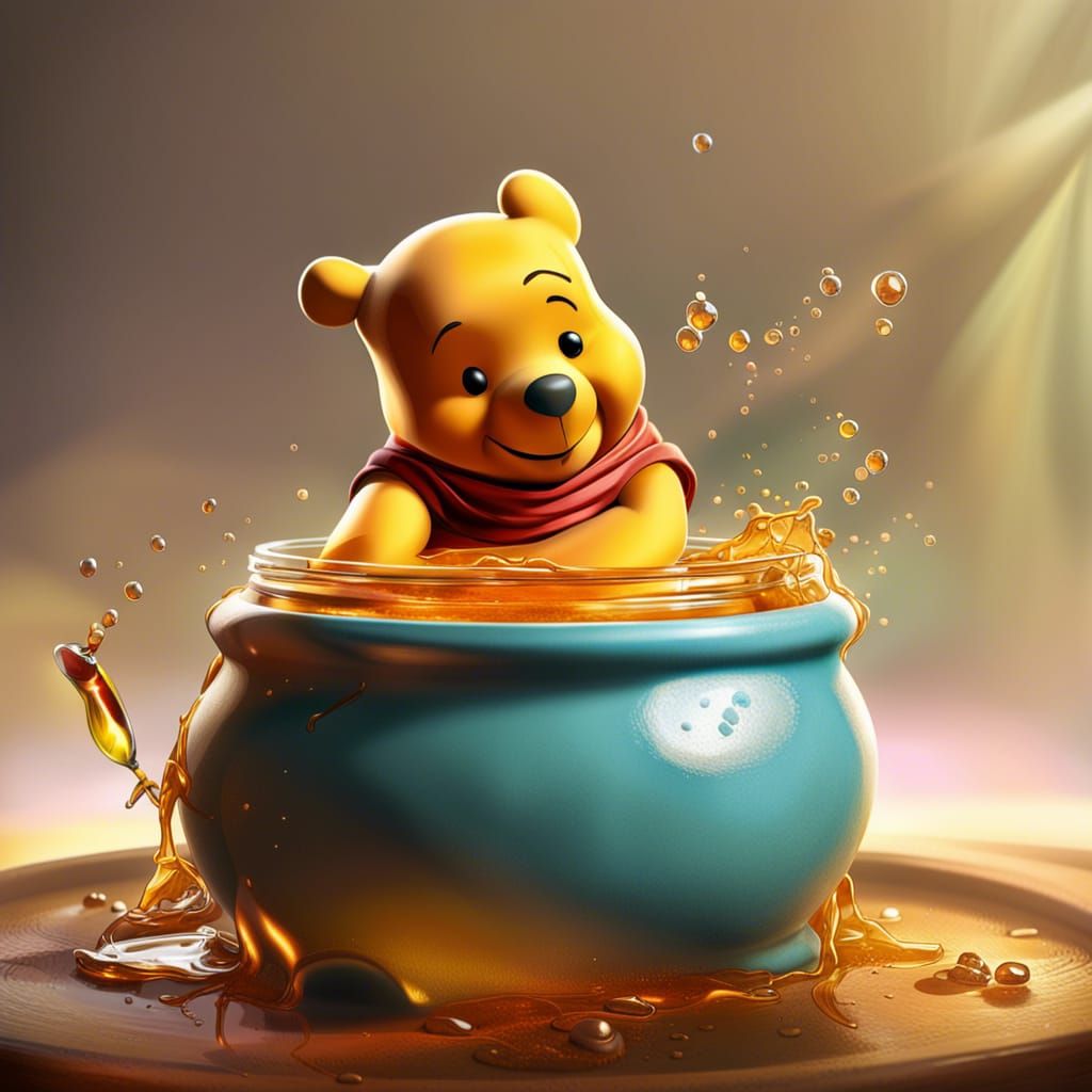Hyperrealistic Honey Pot Concept Art with Dramatic Lighting