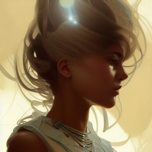 Beautiful Girl in Leader Dress, Hyperdetailed Portrait