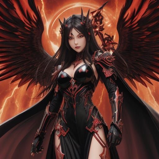 Fire Veined Mech Dark Angel with Flame Aura