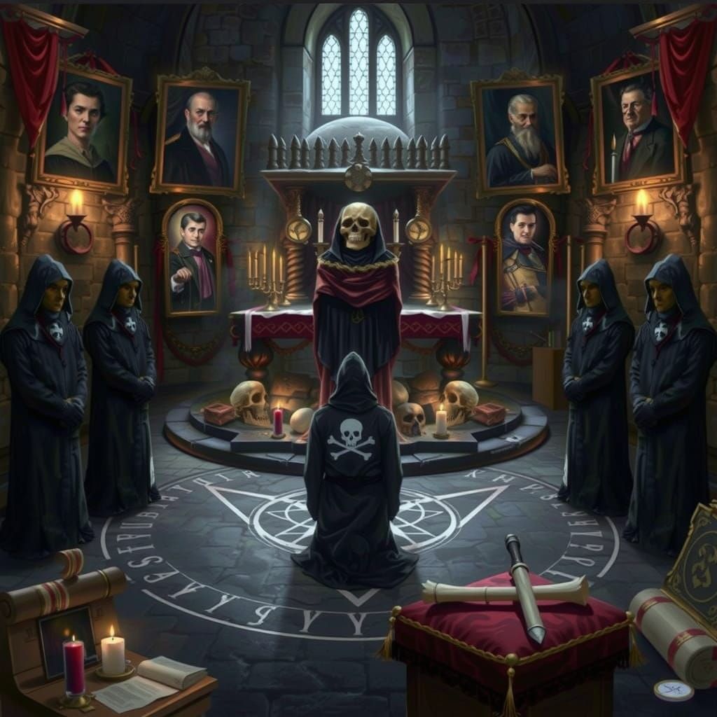Skull and Bones Ritual in Dark Academia Style
