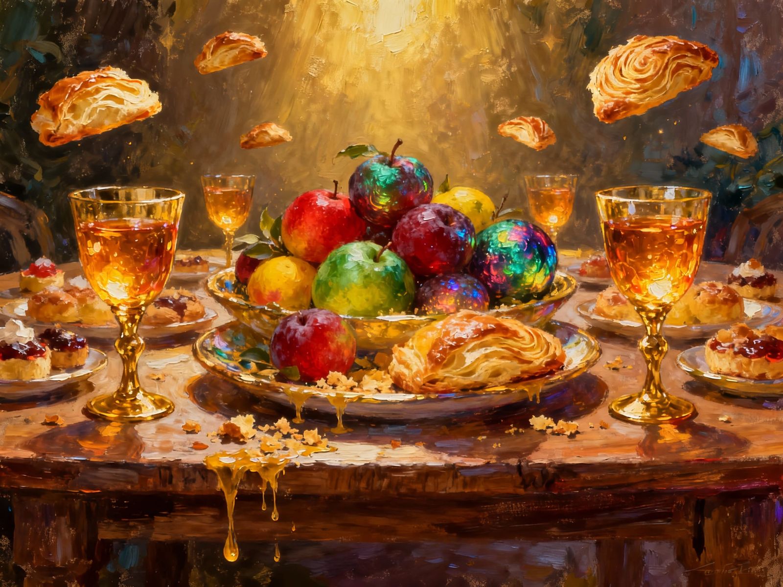 Magical Feast of Enchanted Food in Impasto Style