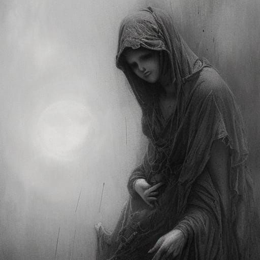 Eerie Embrace: A Gothic Horror Scene