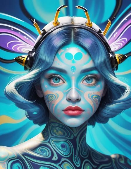 Surrealist Pop Art Portrait of a Bumblebee-Bunny Hybrid