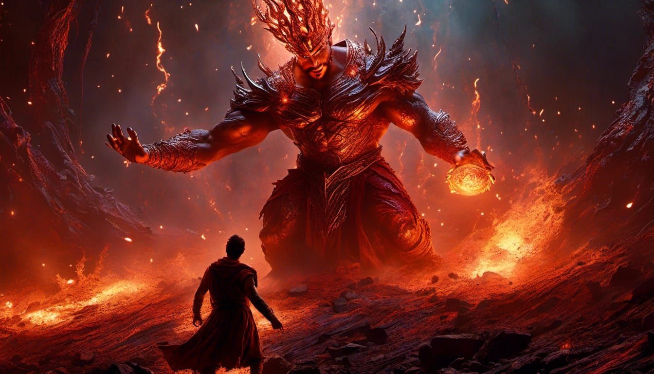 David and Goliath Epic Battle with Steampunk Elements