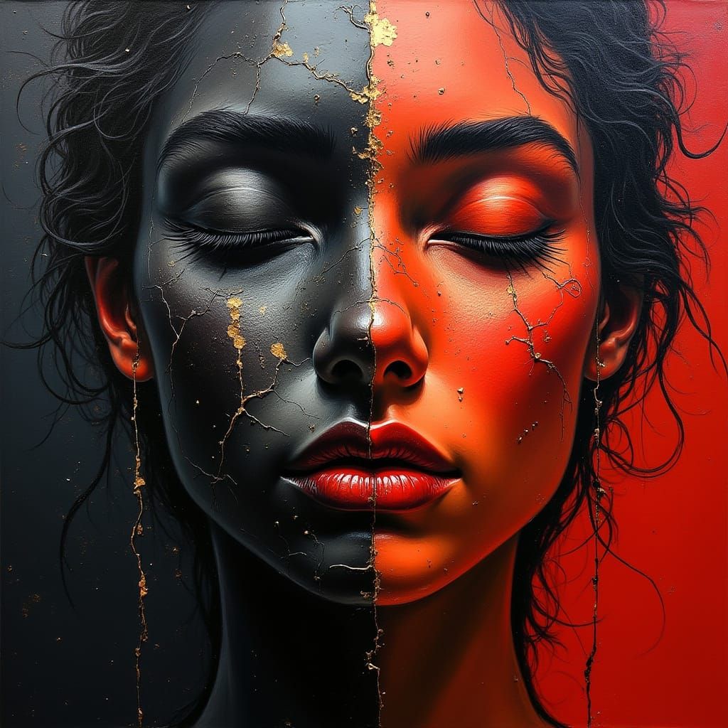 Divided Serenity: A Duality of Contrasting Halves