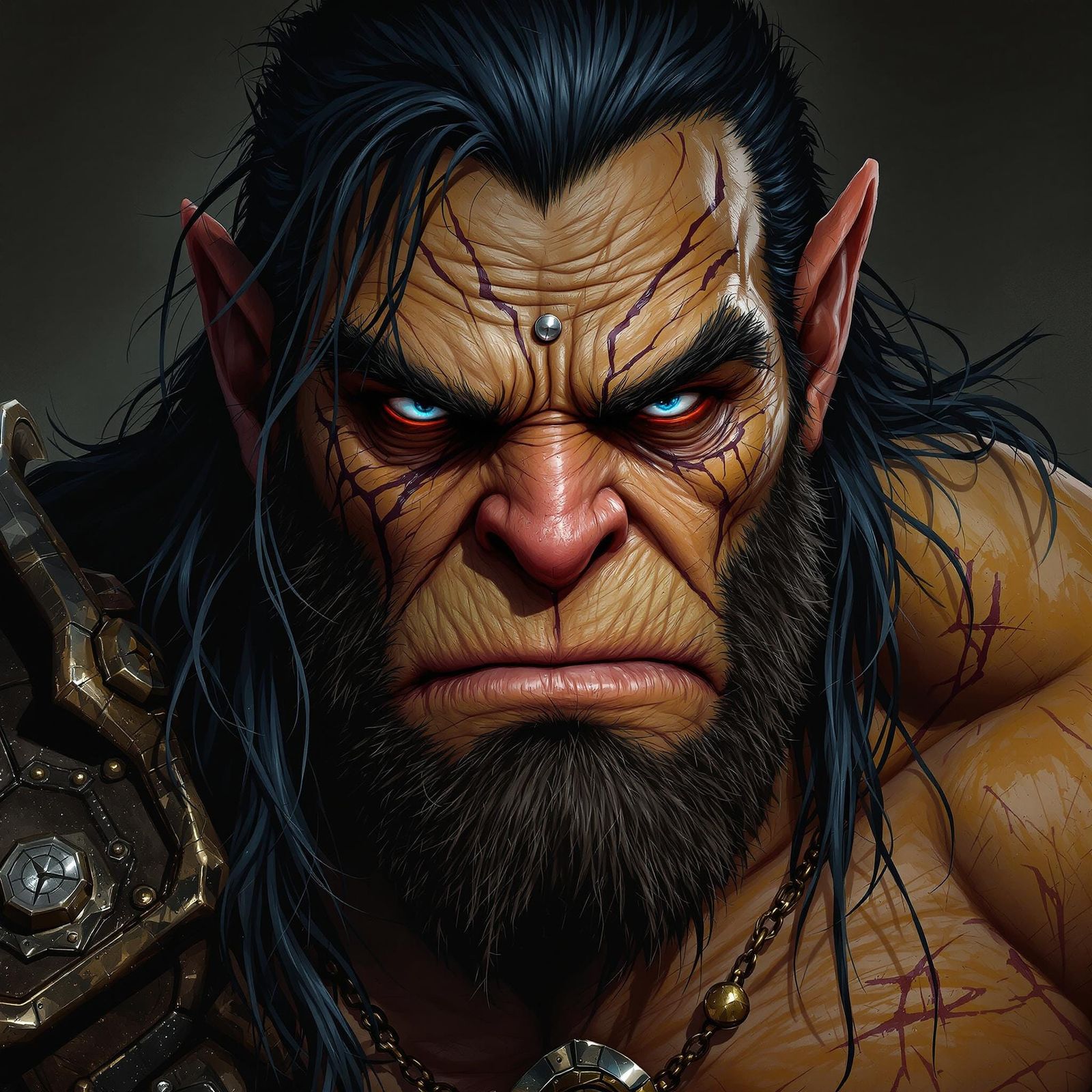 Battle-Hardened Orc Warrior in Frazetta's Style