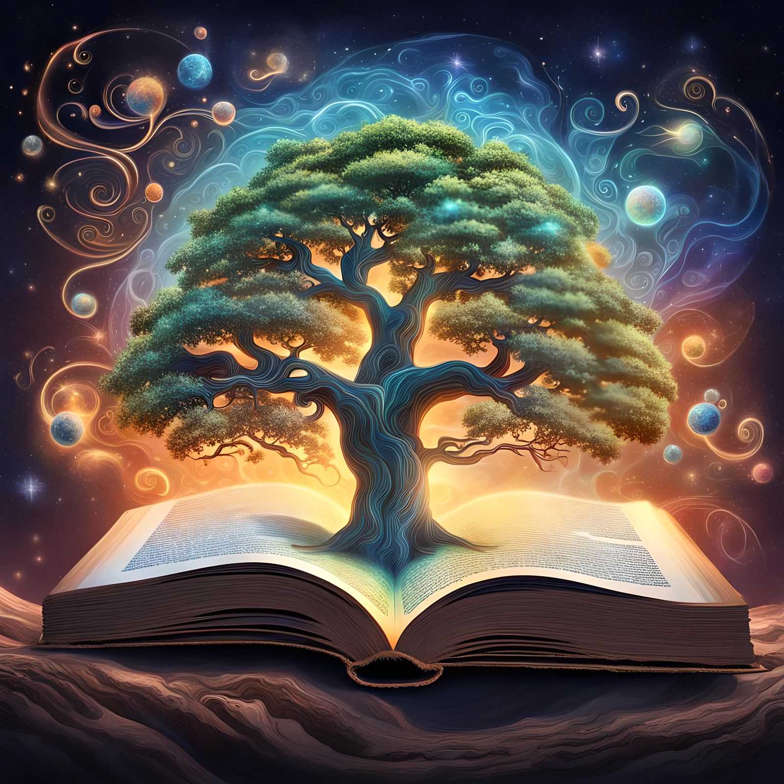 Tree of Knowledge Growing From Open Book