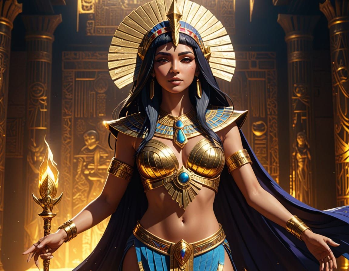 Anime Pharaoh Sorceress with Magical Aura