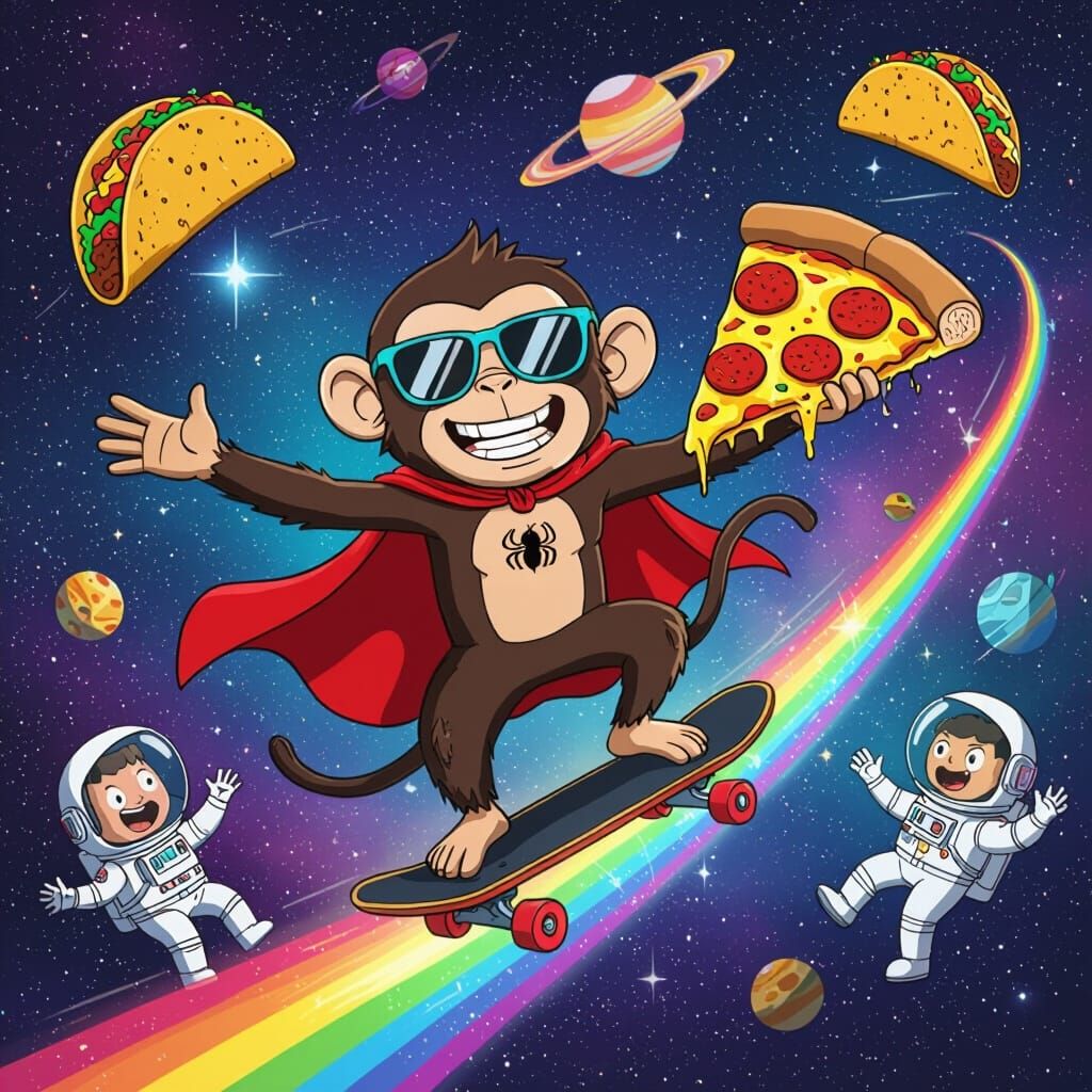 Hyperactive Monkey Skateboard Adventure in Space