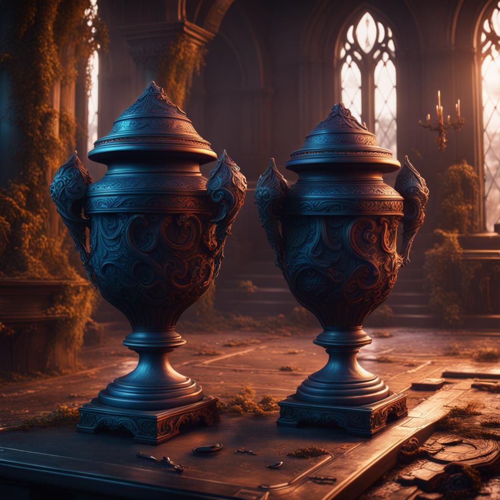 Ornate Matching Urns: Fantasy Concept Art