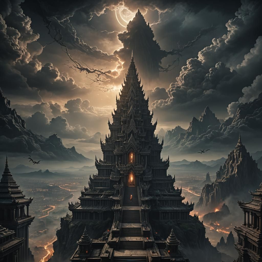 Eerie God of Madness Over Dark Temple