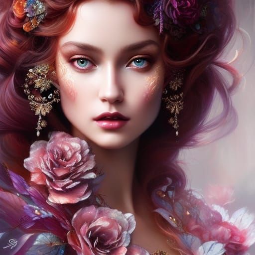 Detailed Portrait of a Redhead Woman in Digital Art Style