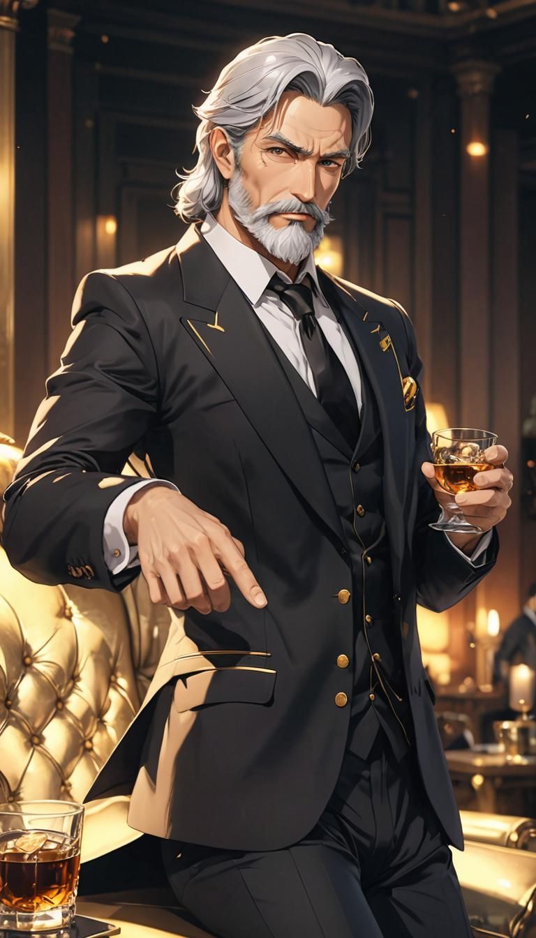 Anime Professor Lounging on Throne in 3D Art