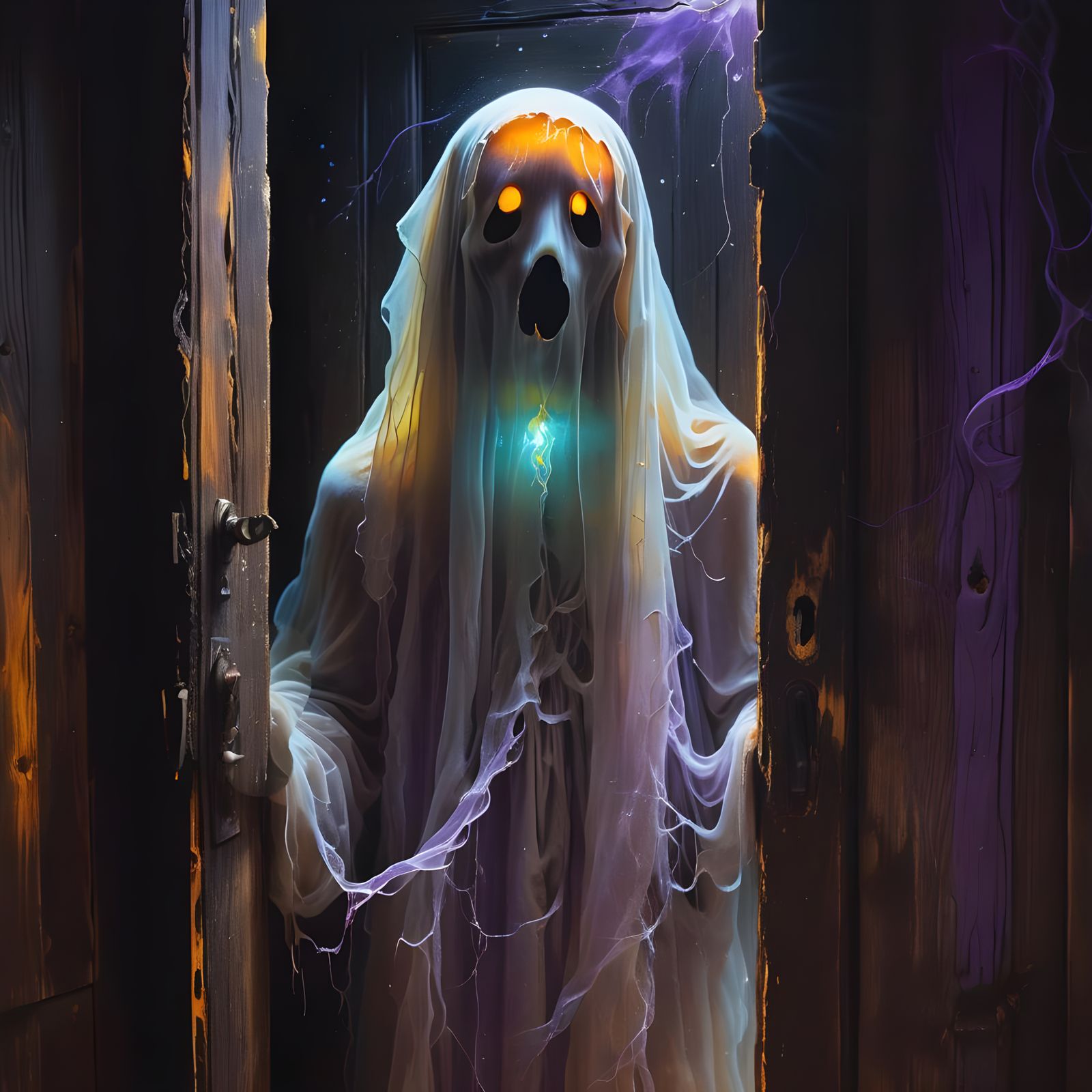 Eerie Ghost Portrait in Haunted House