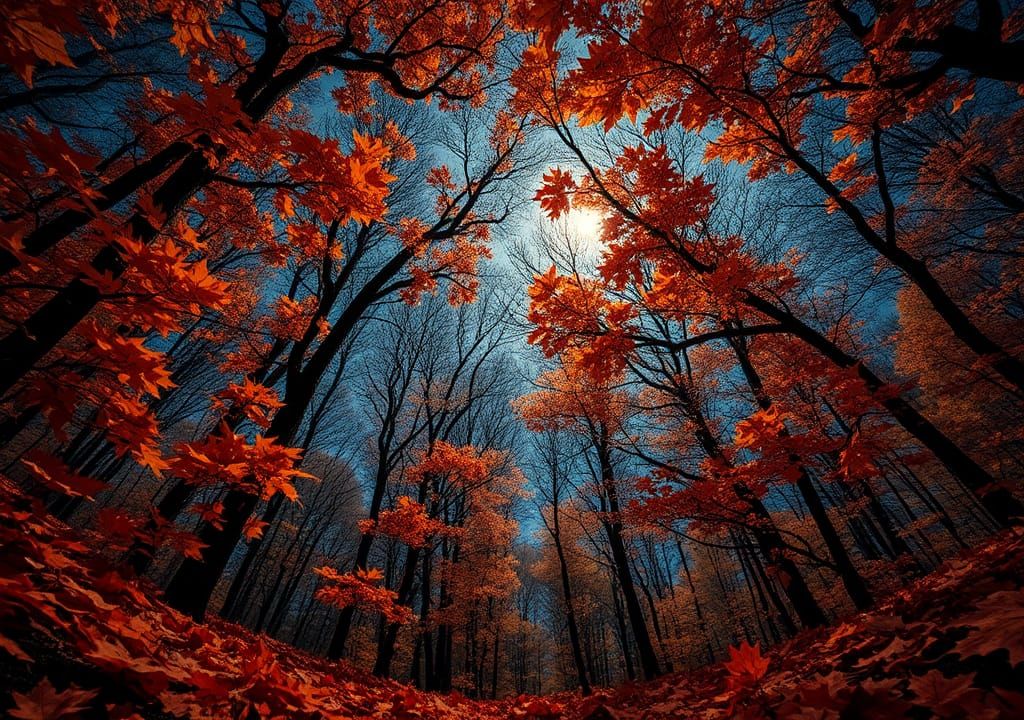 Starry Autumn Forest in Chagall Style