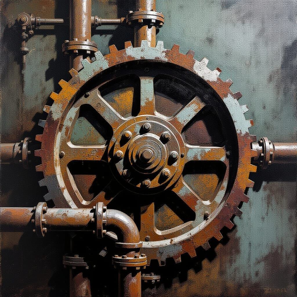 Industrial Decay: Abstract Impasto Art