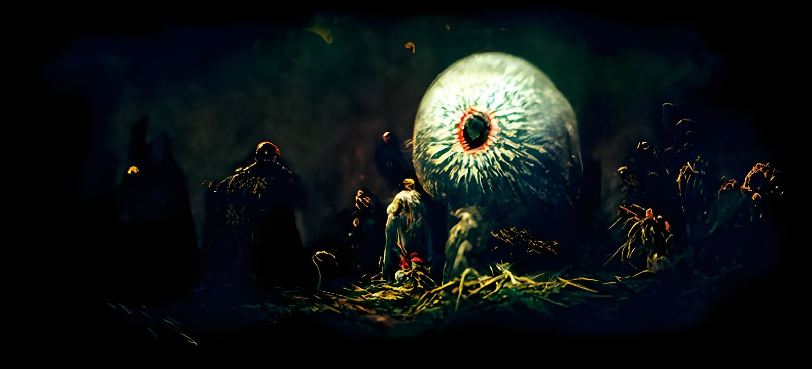 Terrifying Giant Monster Eye in the Darkness