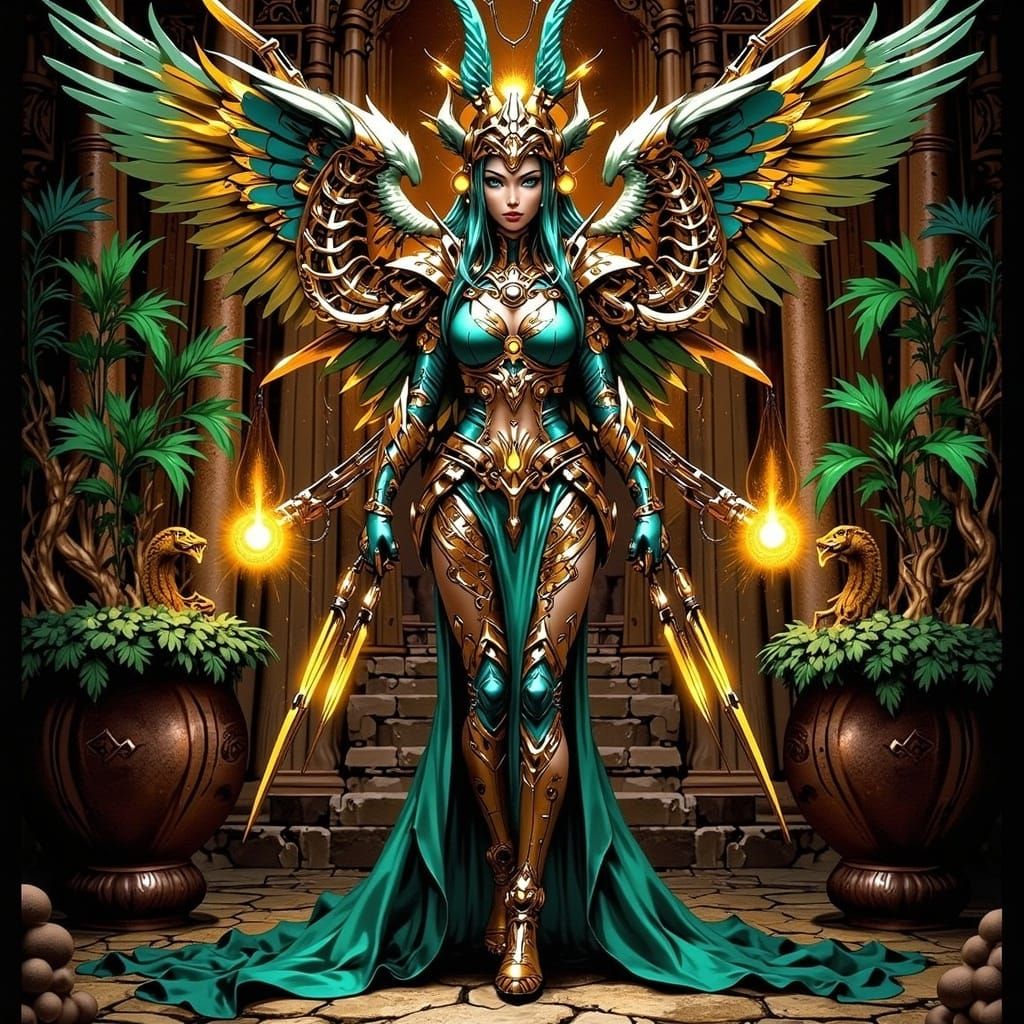 Biomechanical Aztec Goddess in Giger Style