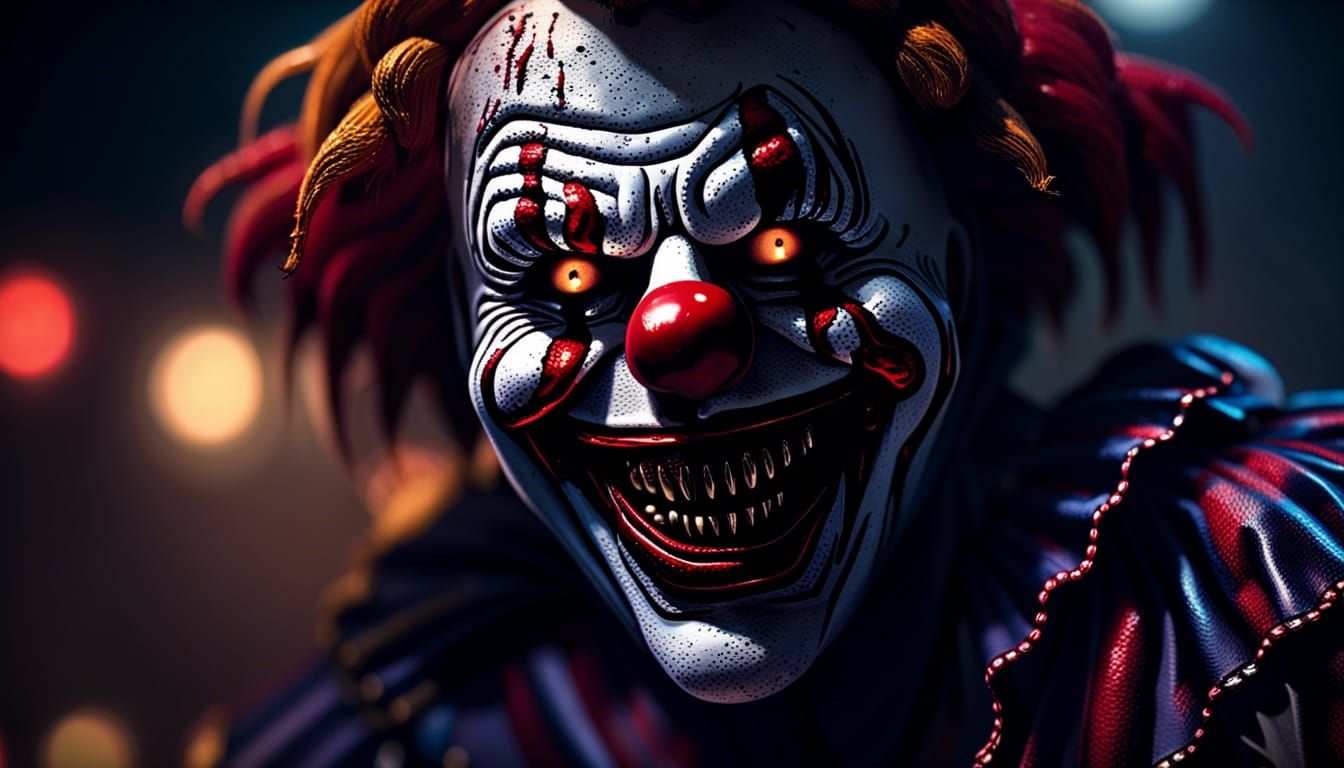 Detailed Killer Clown Grin Reaper in Action