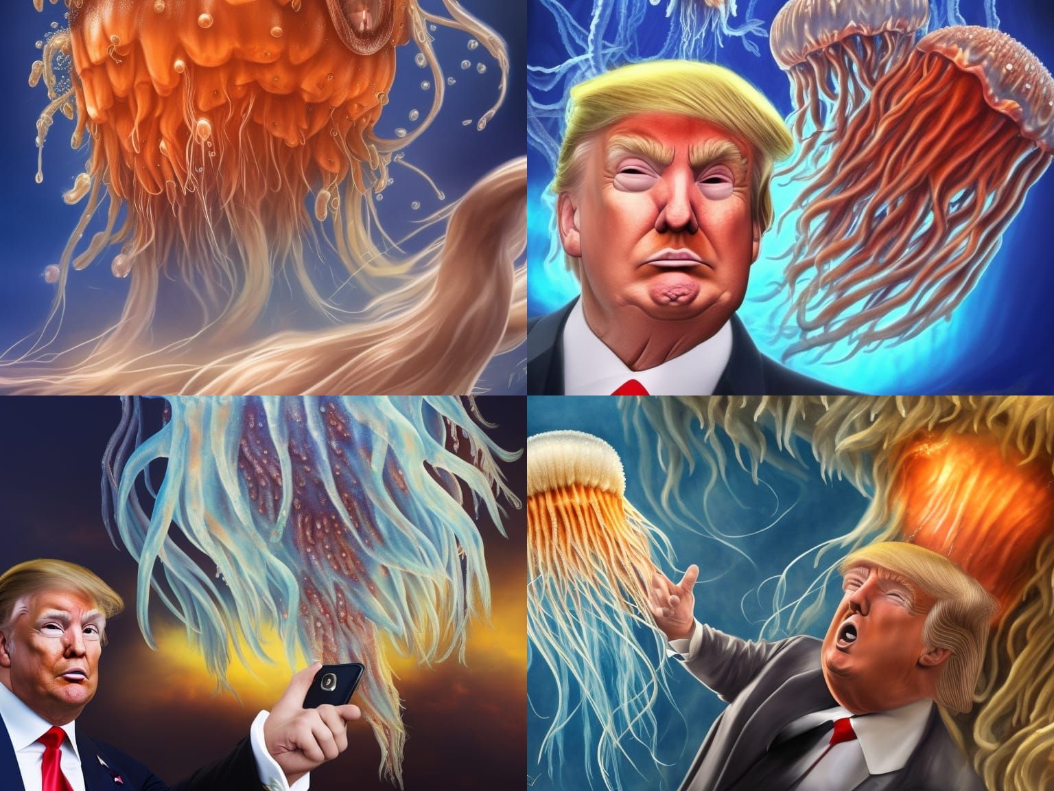 Donald Trump Selfie with Mythical Jellyfish: Hyperrealistic ...