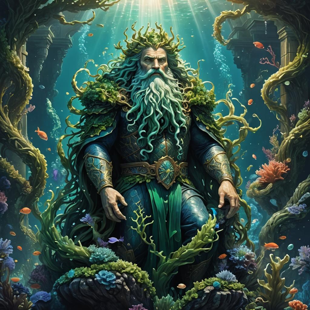 Oceanus, God of the Sea, in Mythical Realism