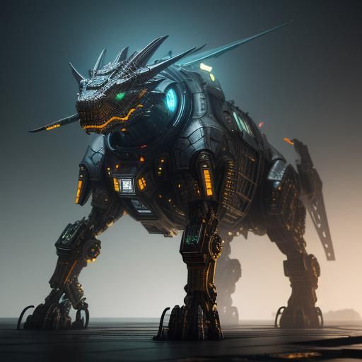 Futuristic Sci-Fi Dragon with Bright Neon Colors