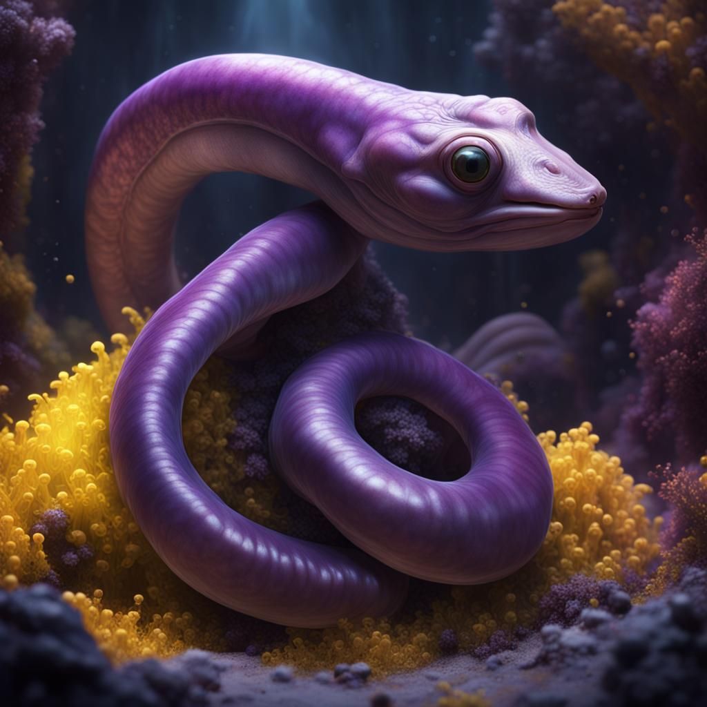 Hyperdetailed Hagfish in Dark Fantasy Style
