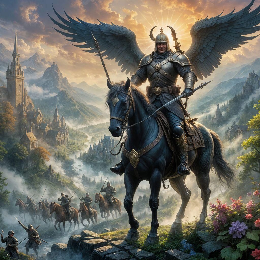 Good Soldier's Victory Over Evil Demon in Morning Light