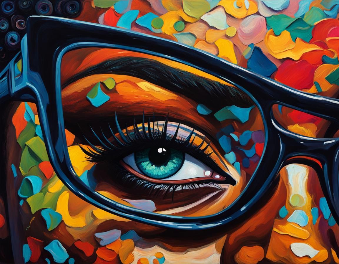 Colorful Impasto Painting of Inquisitive Woman