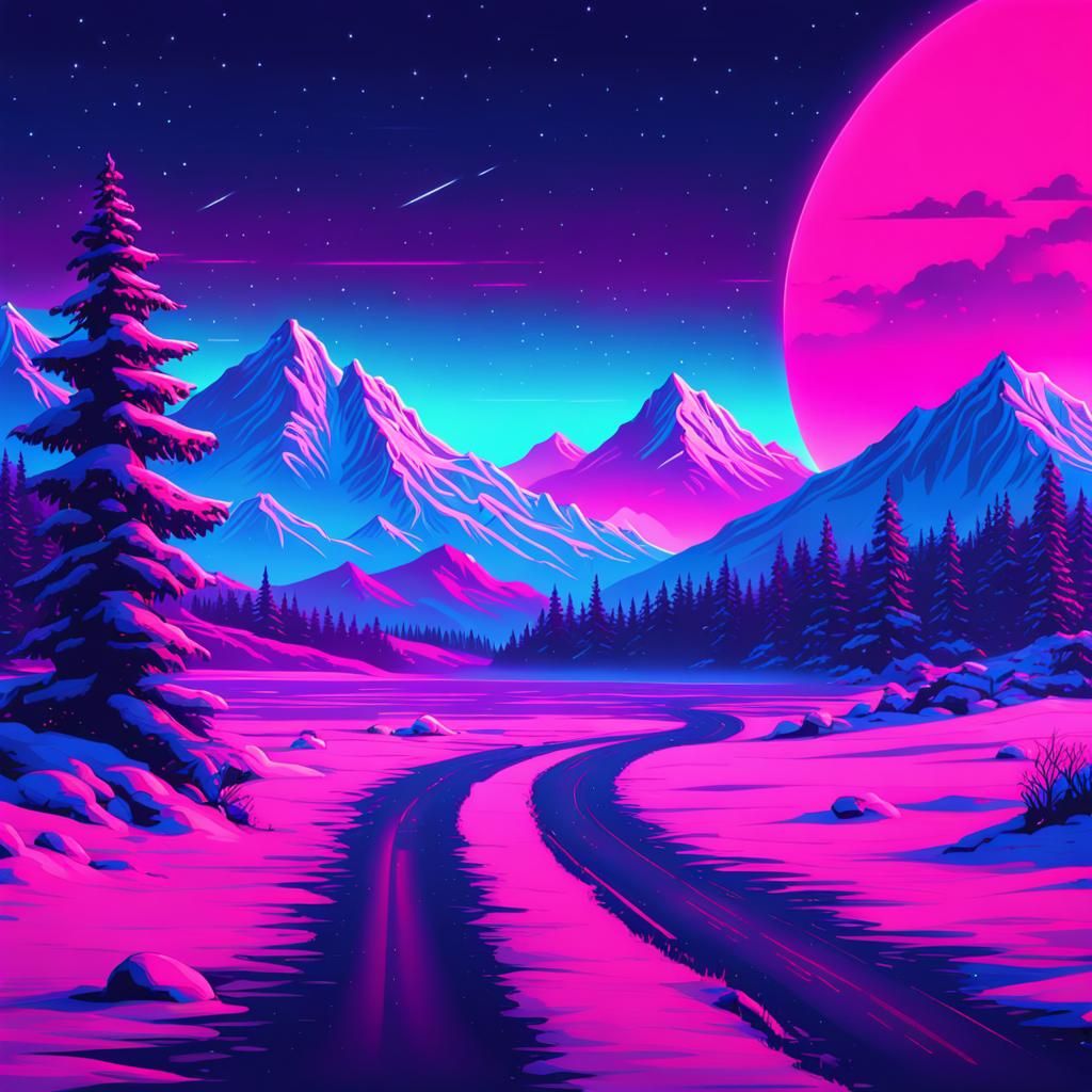 Synthwave Neon Landscape: A Retro Vision