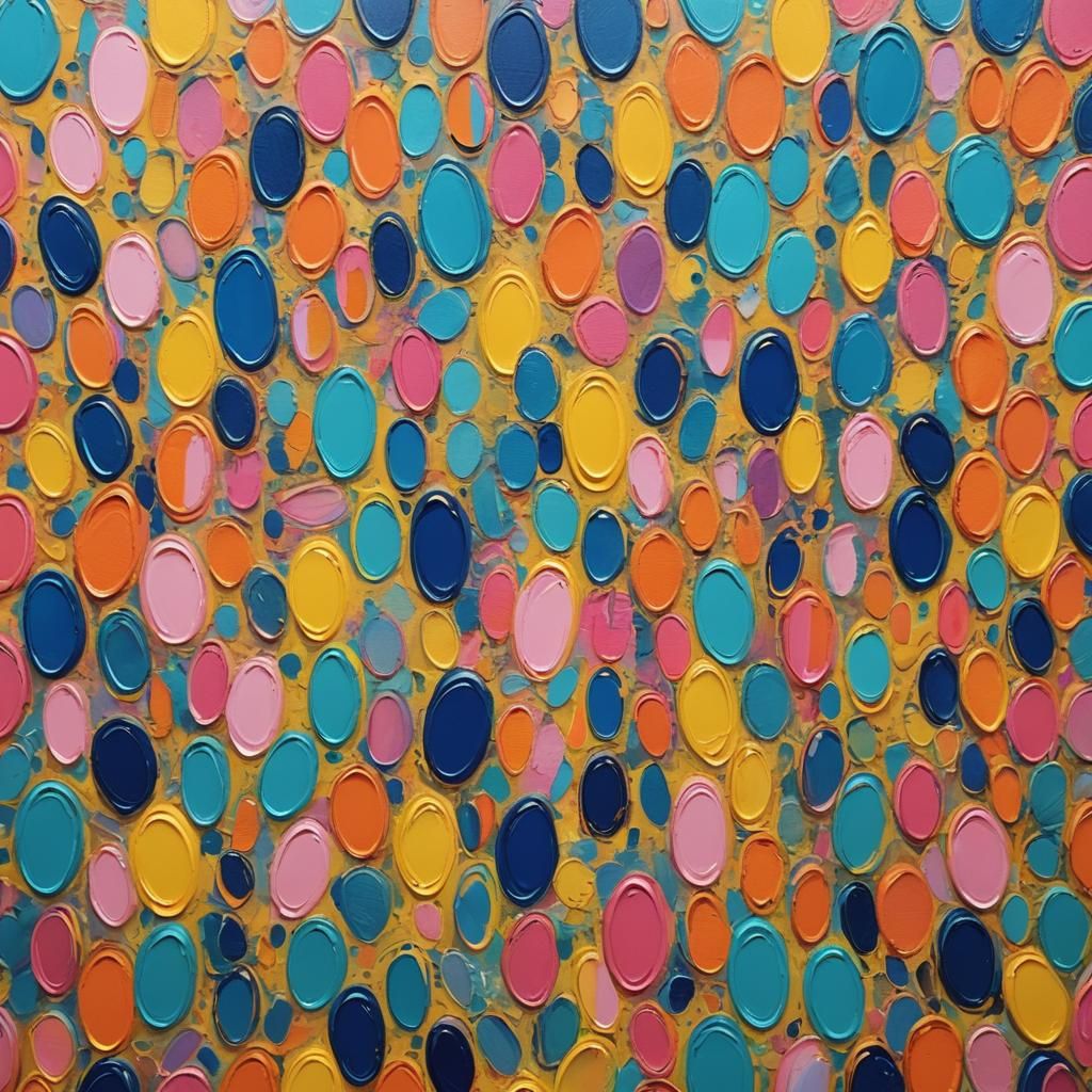 Abstract Ovals in Neon Oil Acrylic Painting