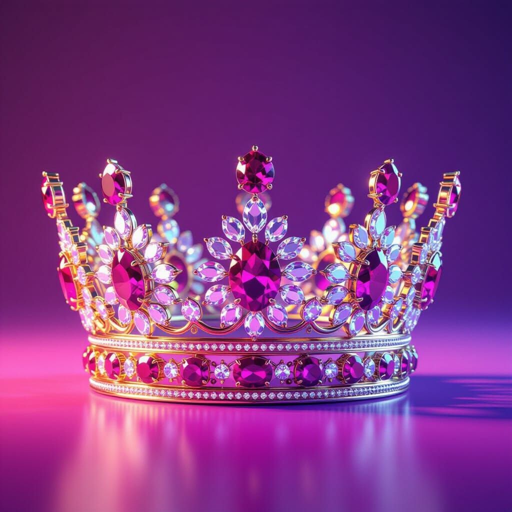 Ornate Crown with Diamonds and Rubies in Unreal Engine Style