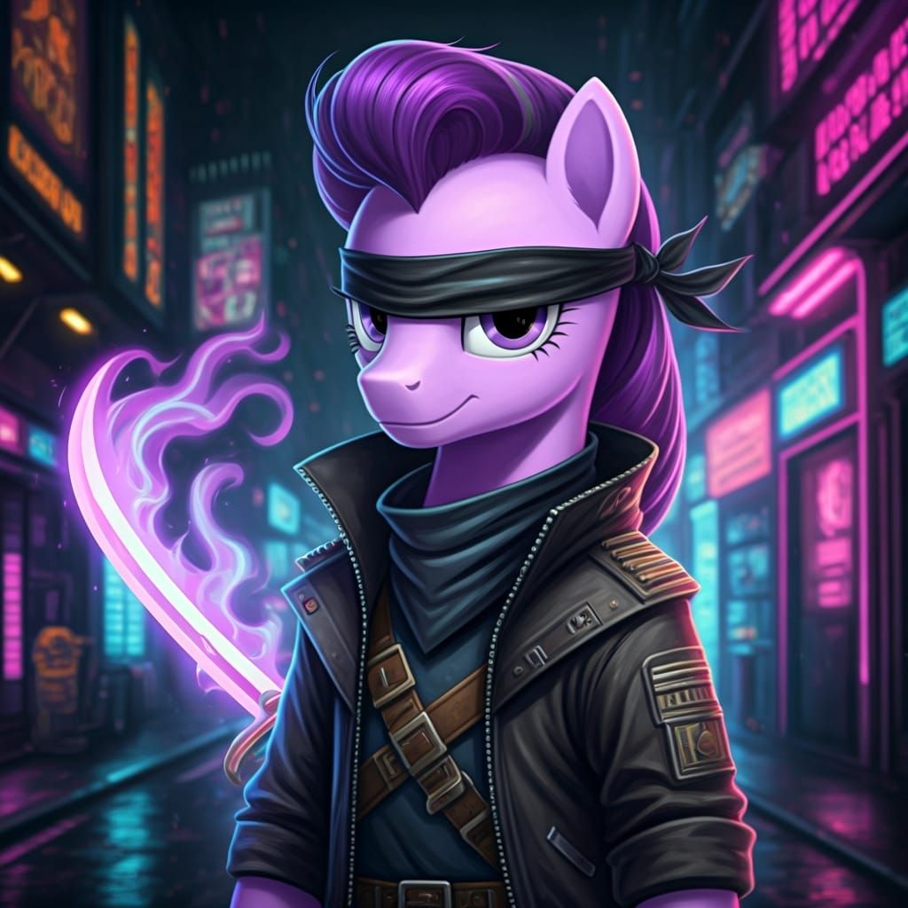 Cyberpunk Pony Phantom Swordsman with Ghost Blade