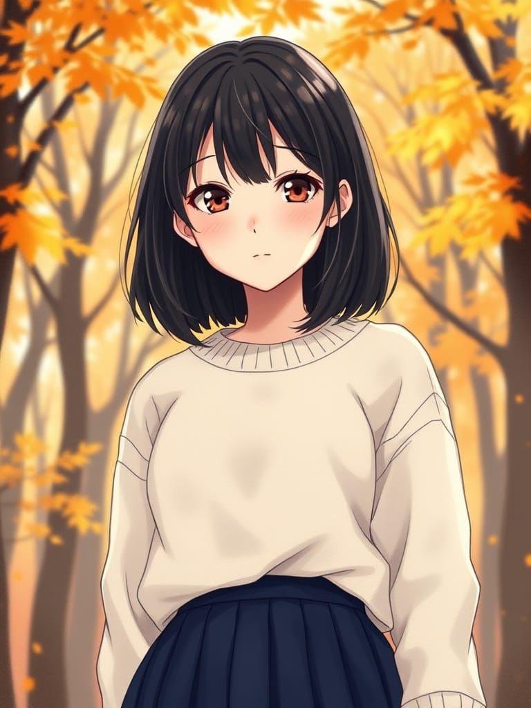 Anime Portrait of Osaka Ren in Autumn Style