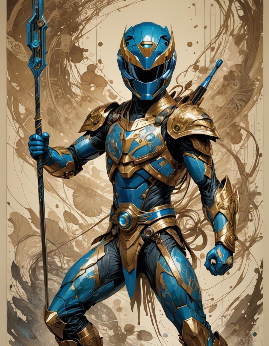 Blue Power Ranger Sepia Art Illusion
