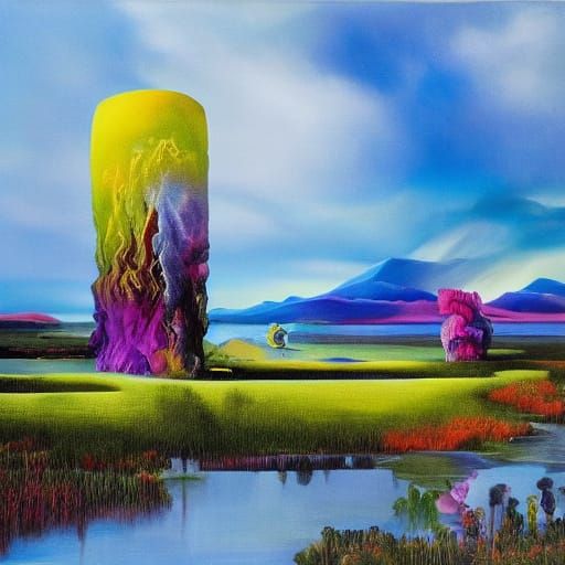 Saint Girl and Ghost King in Melting Surrealism