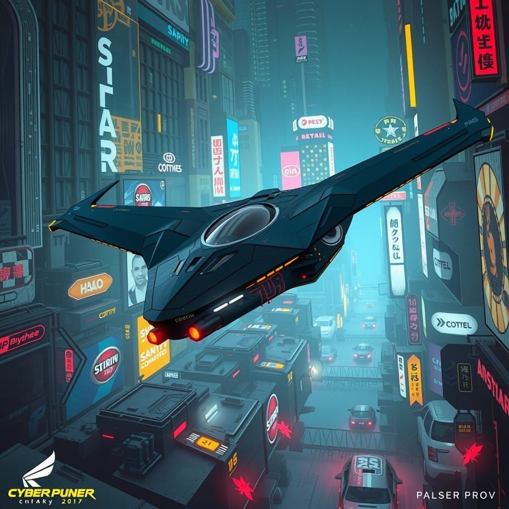 Cyberpunk Spacecraft in a Mesh of Metallic and Carbon Fiber....