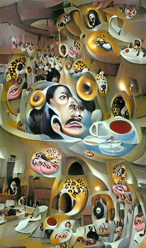 Surreal Donut Café in Abstract Style