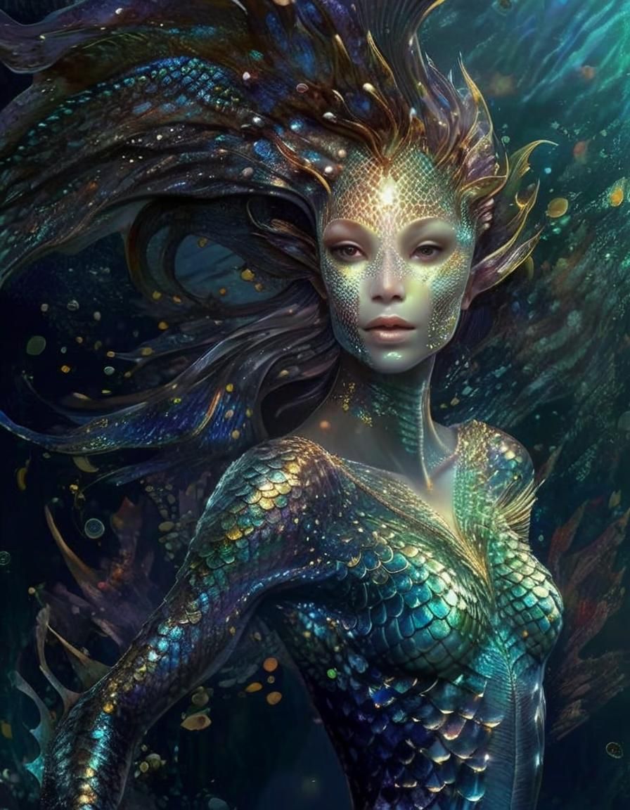 Surrealistic Mermaid Reveals Glowing Bioluminescent Tail