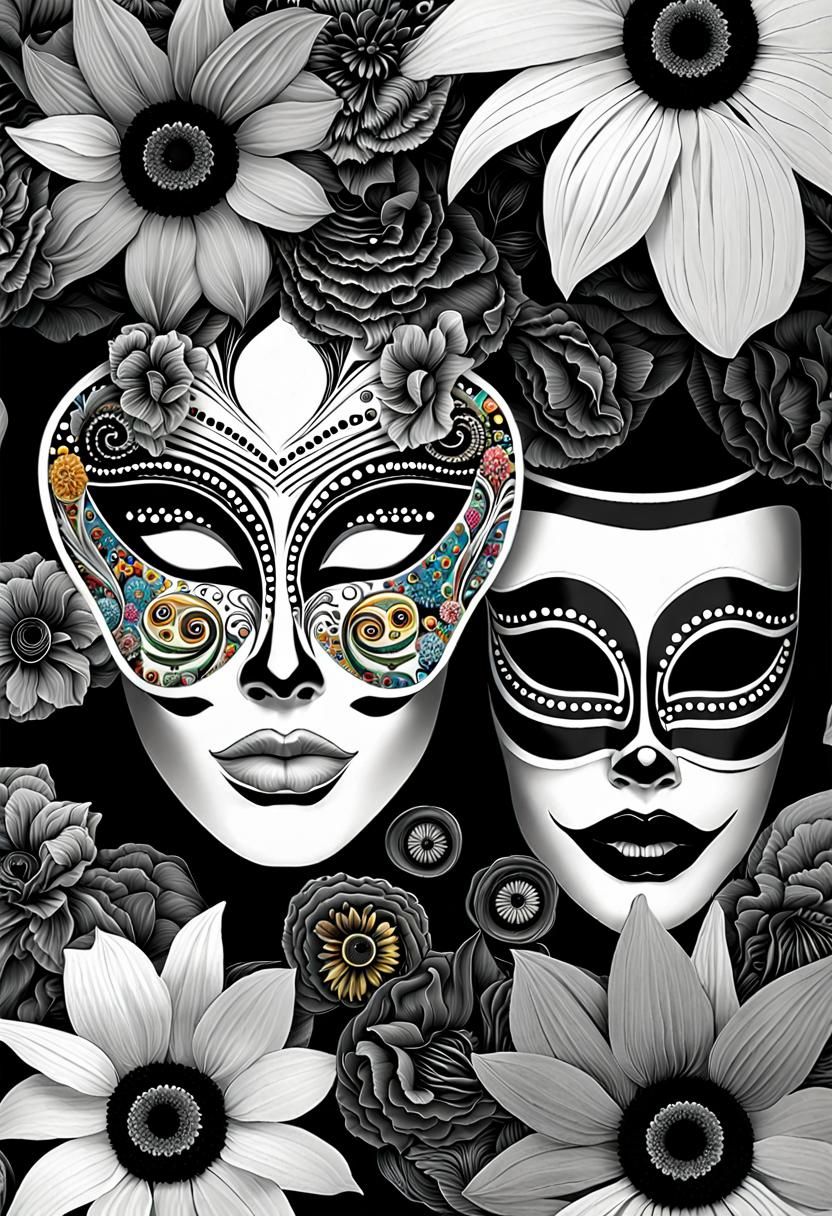 Day of the Dead Mask in Surrealist Pop Art