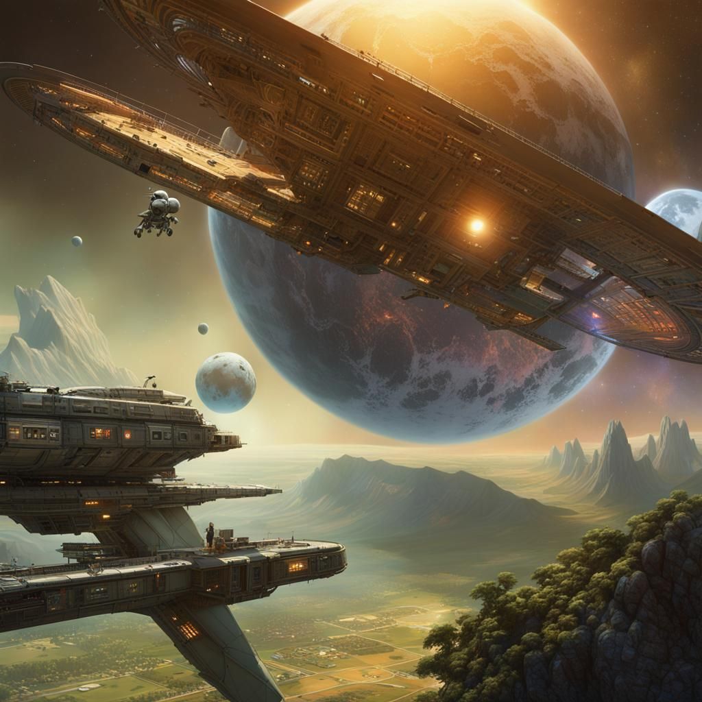 Sci-Fi Texas Colony on the Moon with Dragons