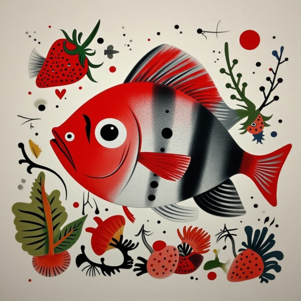 Strawberry Fish Swimming in Chocolate Sea