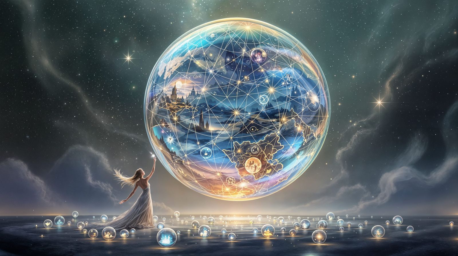 Ethereal Cartographer Maps Forgotten Dreams on Soap Bubble