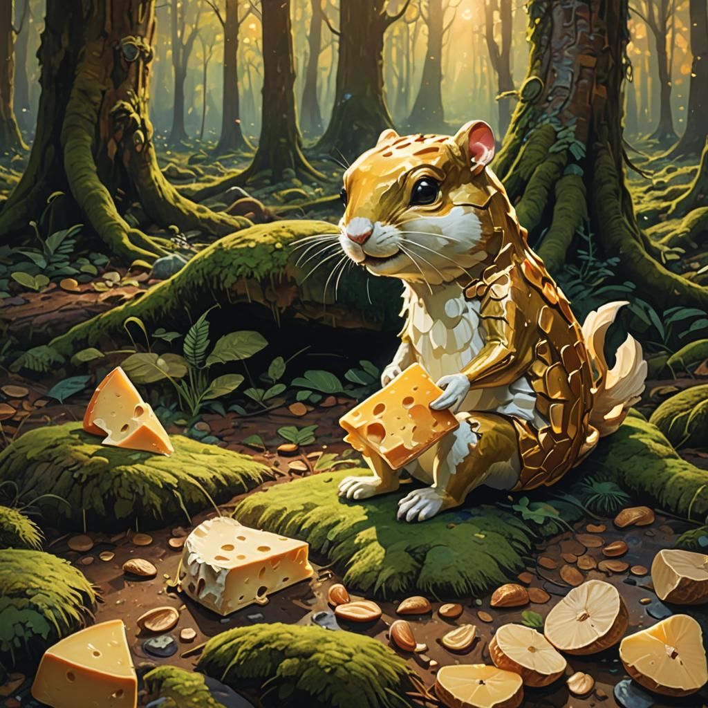 Peanut's Cheese Feast: Whimsical Fantasy Art