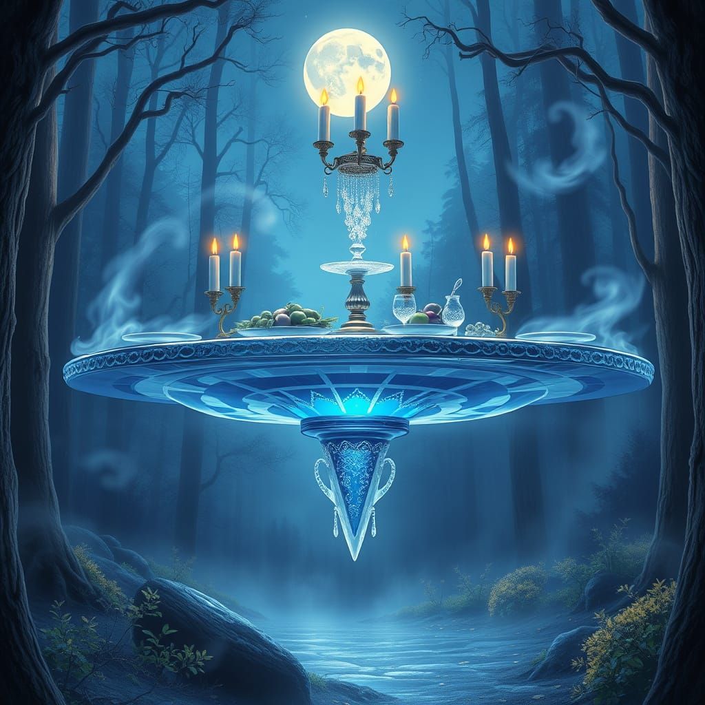 Enchanted Forest Banquet Table with Glowing Fruits