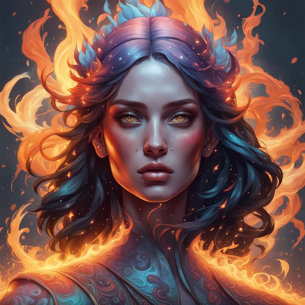 Icing and Fire Music Portrait in Art Nouveau Style