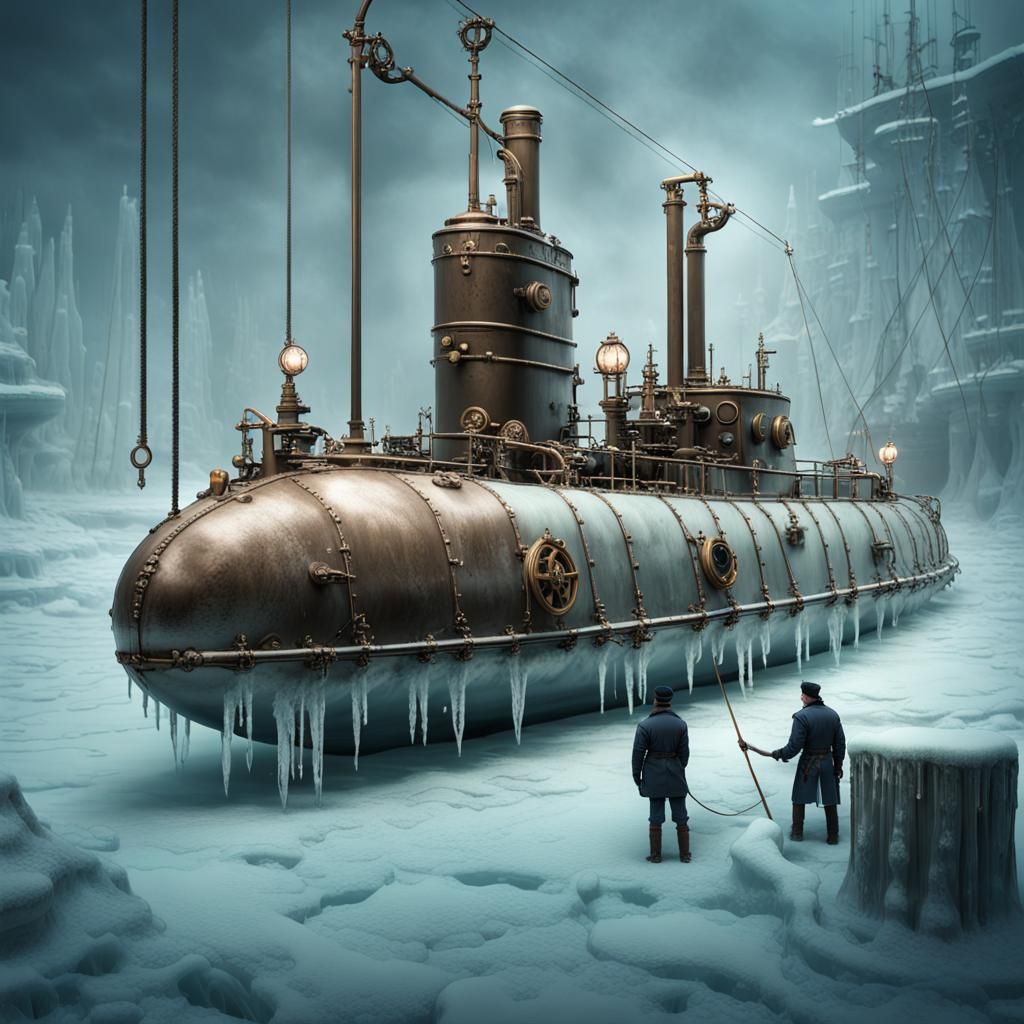 Steampunk Submarine Crew Stuck in Arctic Ice