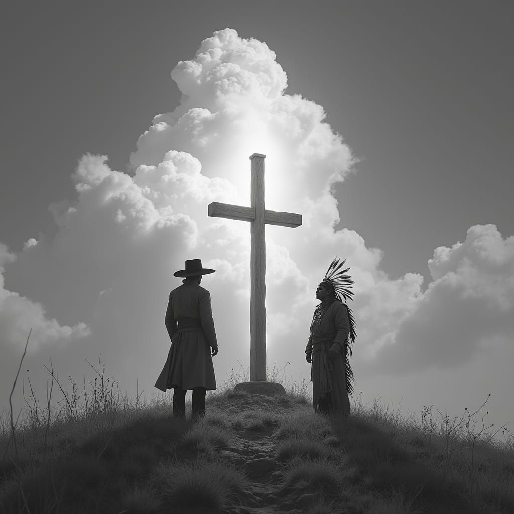 Surreal Union of Faith in Black and White