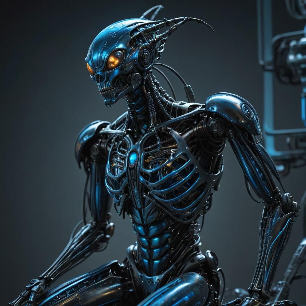 Biomechanical Alien Bug Cyborg Portrait