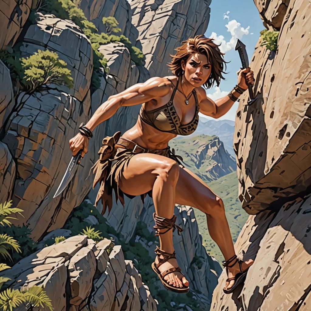 Cavewoman Climber with Survival Knife